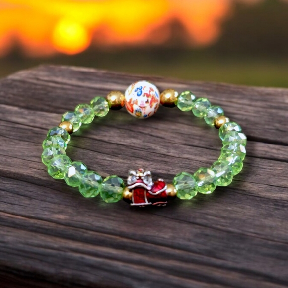 Set of two Christmas bracelets. Austrian crystals. Silicone main bead and 18k... - Picture 5 of 8